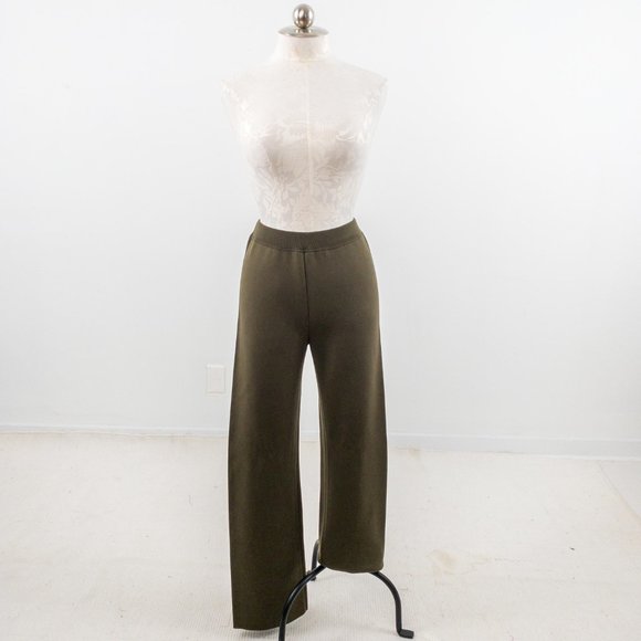 Escada S/M Wool Wide Leg Pants Olive Army Green - Picture 8 of 8